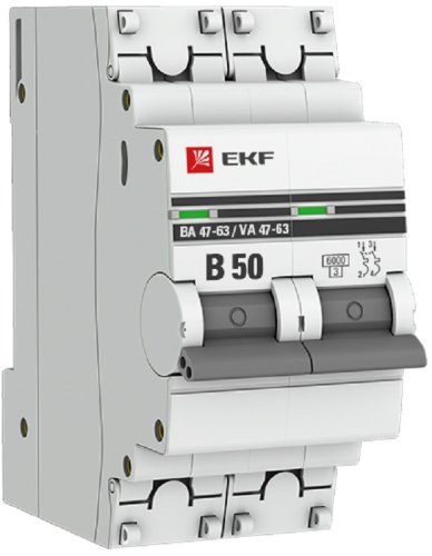 Выключатель автоматический EKF PROxima ВА47-63 2п 50А B 6кА фото Выключатель автоматический EKF PROxima ВА47-63 2п 50А B 6кА картинка
